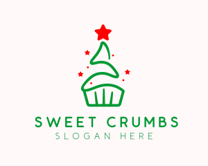 Christmas Tree Cupcake logo design