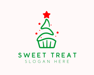 Christmas Tree Cupcake logo design