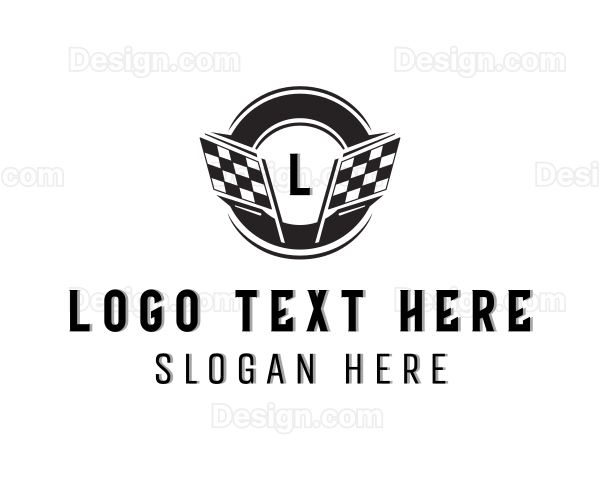 Car Dealer Racing Flag Logo