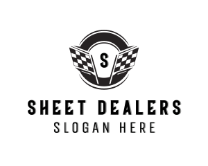 Car Dealer Racing Flag logo design