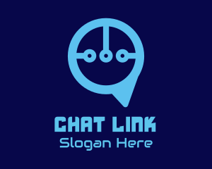 Blue Circuit Chat logo design