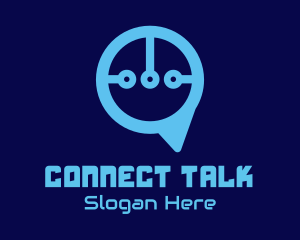 Blue Circuit Chat logo design