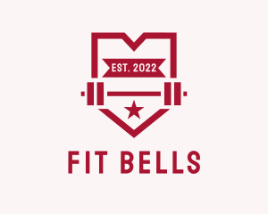 Red Fitness Barbell Gym logo design