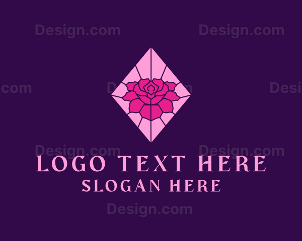 Pink Rose Stained Glass Logo