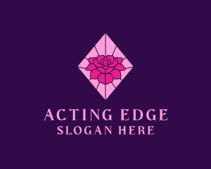 Pink Rose Stained Glass logo design