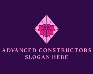 Pink Rose Stained Glass logo design