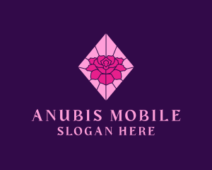 Pink Rose Stained Glass logo design