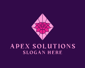 Pink Rose Stained Glass logo design