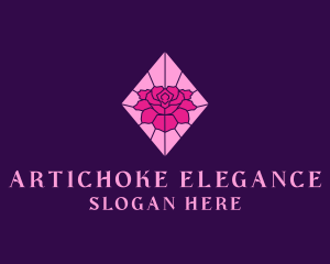 Pink Rose Stained Glass logo design