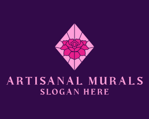 Pink Rose Stained Glass logo design