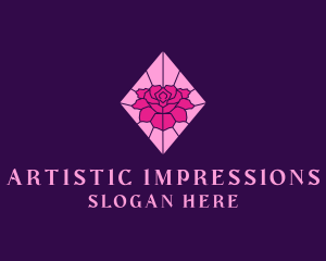 Pink Rose Stained Glass logo design