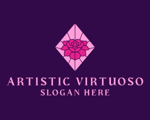 Pink Rose Stained Glass logo design