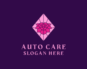 Pink Rose Stained Glass logo design