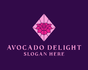 Pink Rose Stained Glass logo design