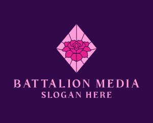 Pink Rose Stained Glass logo design