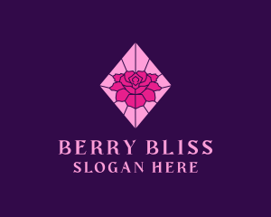 Pink Rose Stained Glass logo design