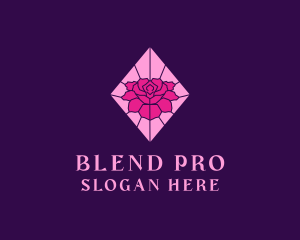 Pink Rose Stained Glass logo design