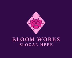 Pink Rose Stained Glass logo design