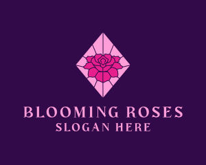 Pink Rose Stained Glass logo design