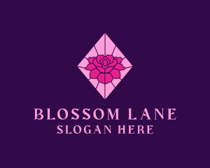 Pink Rose Stained Glass logo design