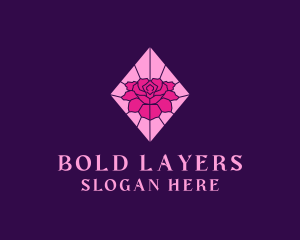 Pink Rose Stained Glass logo design