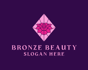 Pink Rose Stained Glass logo design