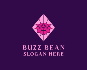 Pink Rose Stained Glass logo design