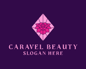 Pink Rose Stained Glass logo design