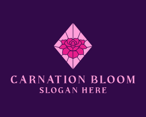 Pink Rose Stained Glass logo design