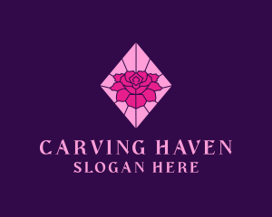 Pink Rose Stained Glass logo design