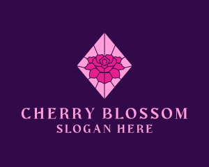 Pink Rose Stained Glass logo design