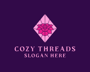 Pink Rose Stained Glass logo design