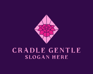 Pink Rose Stained Glass logo design