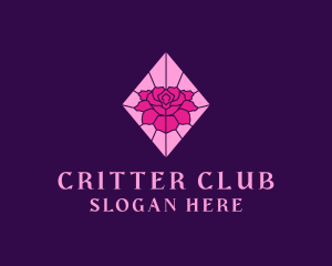 Pink Rose Stained Glass logo design