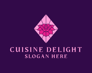 Pink Rose Stained Glass logo design