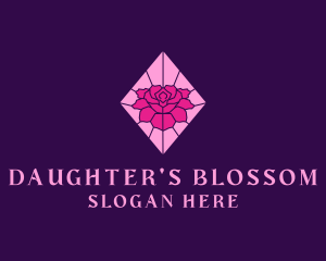 Pink Rose Stained Glass logo design