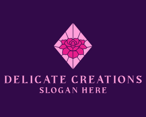 Pink Rose Stained Glass logo design