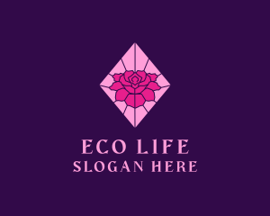 Pink Rose Stained Glass logo design