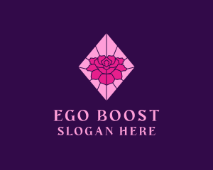 Pink Rose Stained Glass logo design