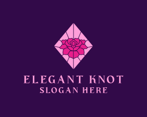 Pink Rose Stained Glass logo design