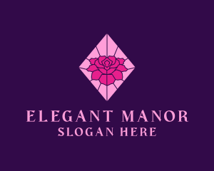 Pink Rose Stained Glass logo design