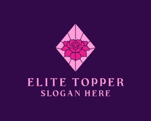 Pink Rose Stained Glass logo design