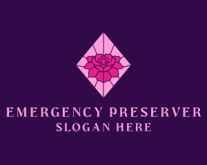 Pink Rose Stained Glass logo design