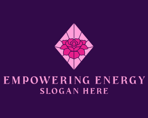 Pink Rose Stained Glass logo design