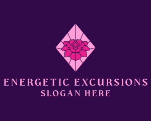 Pink Rose Stained Glass logo design