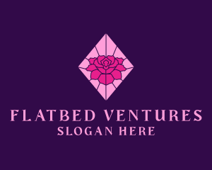 Pink Rose Stained Glass logo design