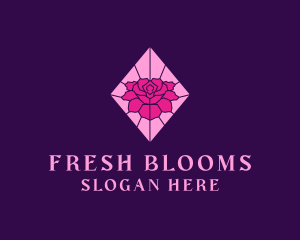 Pink Rose Stained Glass logo design