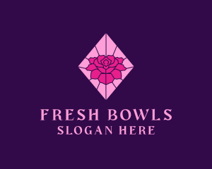 Pink Rose Stained Glass logo design