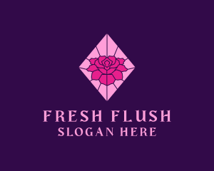 Pink Rose Stained Glass logo design