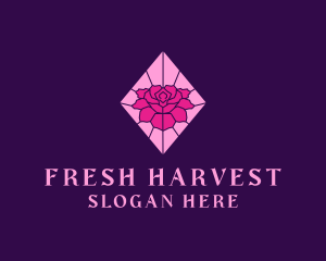 Pink Rose Stained Glass logo design